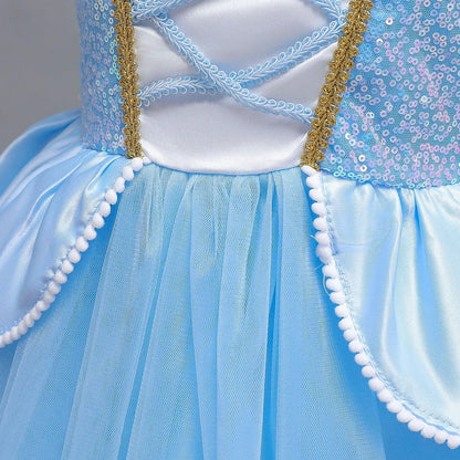 Cinderella Princess Ball Gown Fancy Birthday Rapunzel Belle Vestidos Party Dress Girls Costume Carnival Elegant Clothes