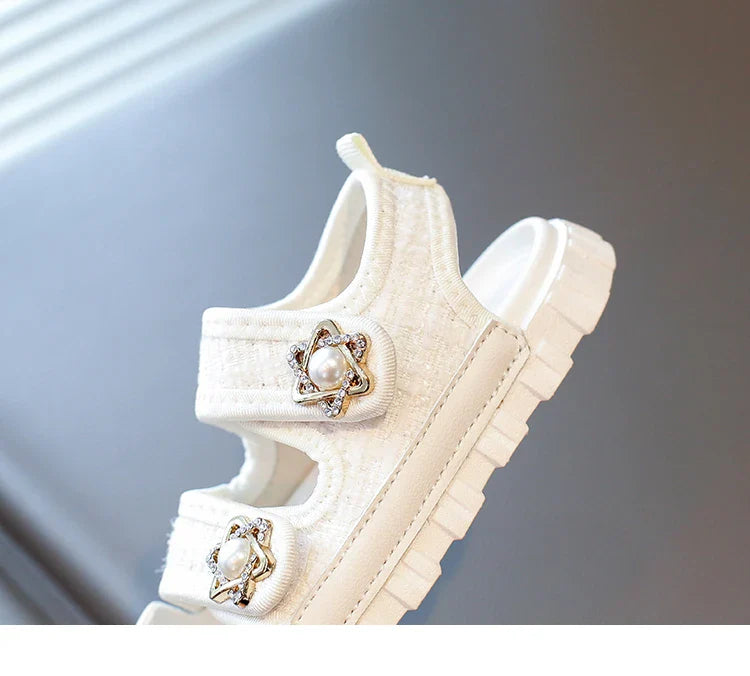 2025 Summer New Children Sandals Girls Elegant Princess Style Sandals Baby Anti-kick Foot Protection Sandals