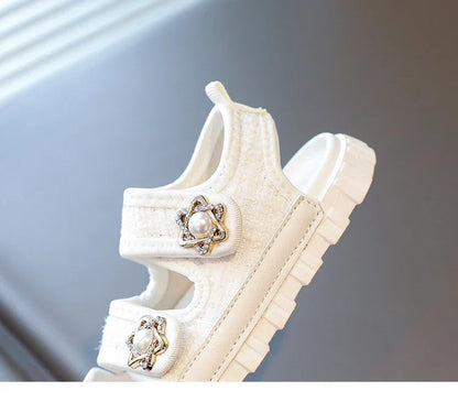 2025 Summer New Children Sandals Girls Elegant Princess Style Sandals Baby Anti-kick Foot Protection Sandals