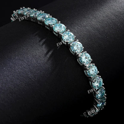 Luxury 3/4/5MM Full Blue Green Moissanite Tennis Bracelet for Men Women S925 Red Pass Diamond Test Bracelets Wholesale Gift