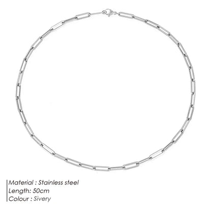 Fashion Paperclip Link Chain Women Necklace Stainless Steel Gold Color Chain Necklace For Women Men Jewelry Gift