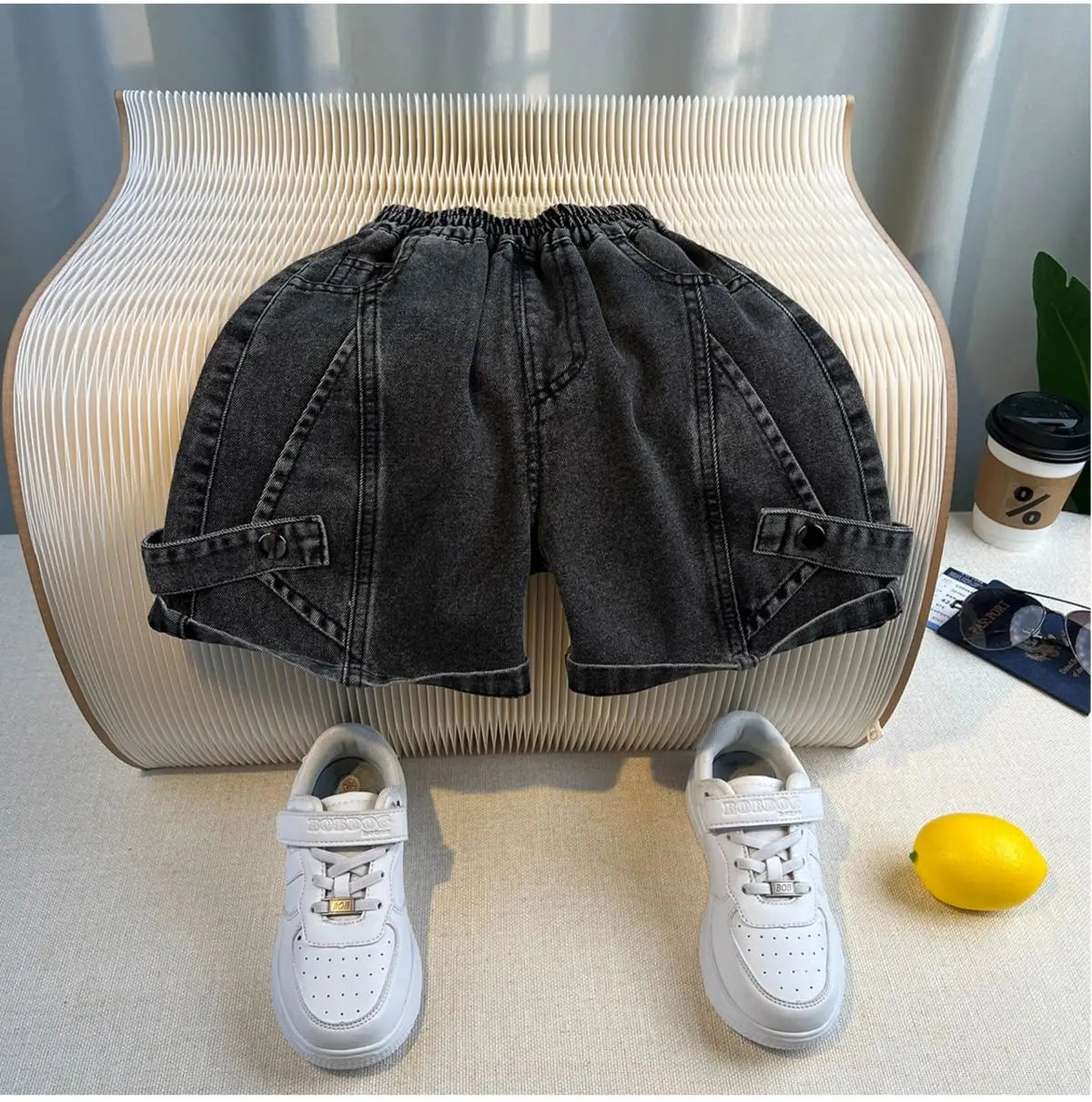 Set Kid Boy 2025 Summer New Style Cotton Letter Embroidered T-shirt Black Jeans Fashion Streetwear Daily Sporty Korean