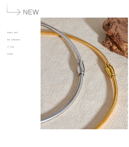Waterproof Stainless Steel Popular Choker Light Necklace Women Statement Metal 18K Gold Plated Trendy Fashion Jewelry