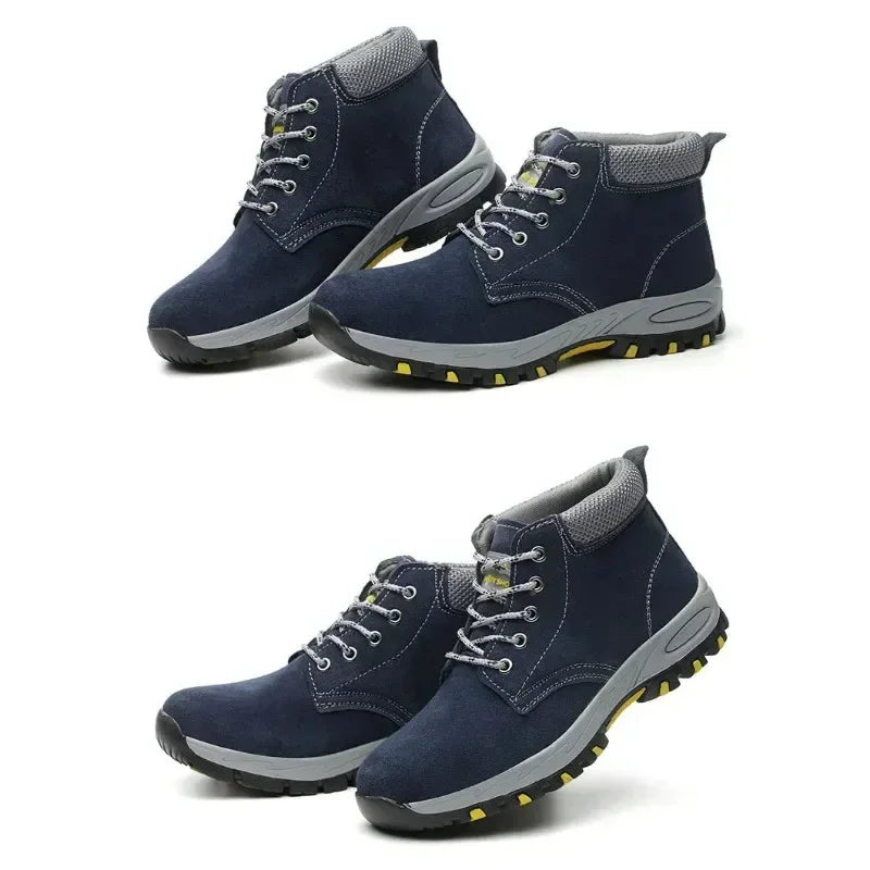 Men's Work Safety Boots High Top Anti-Smash Puncture Resistant Anti-Scald Welding Shoes Indestructible Comfortable Safety Shoes