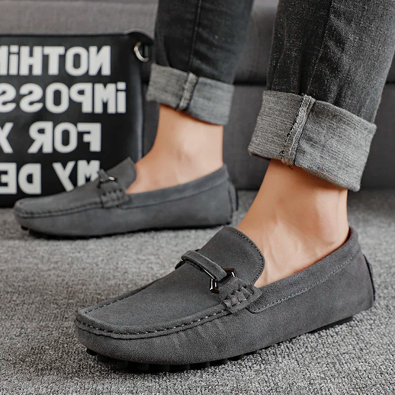 Genuine Leather Men Casual Shoes High Quality Suede Slip on Man Loafers Flats Soft Non Slip Mens Driving Shoes Size 38-46
