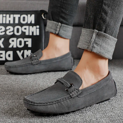 Genuine Leather Men Casual Shoes High Quality Suede Slip on Man Loafers Flats Soft Non Slip Mens Driving Shoes Size 38-46