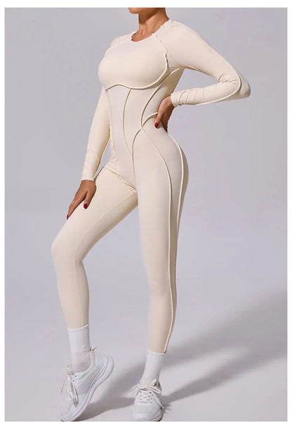 Women's High Elasticity Sports Bodysuit Kit Yoga Fitness Jumpsuit Open Back Hip-Lift Outdoors Gym Workout Sexy Fitness Outfit