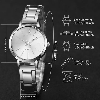 2PCS Fashion Womens Watches Opening Cuff Bracelet Set Gold Simple Round Ladies Quartz Wristwatch Reloj Mujer