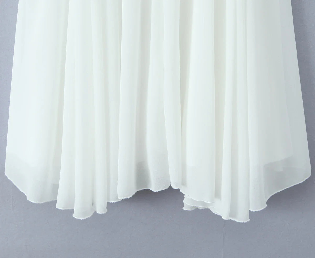 Women White  Big Backless Sling Dress O neck Back Zipper Loose Swing Mini Short Dresses Holiday Robe