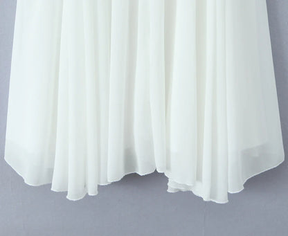 Women White  Big Backless Sling Dress O neck Back Zipper Loose Swing Mini Short Dresses Holiday Robe