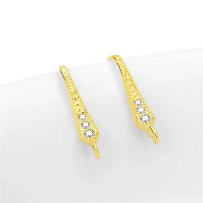 TrustDavis Real 925 Sterling Silver Fashion Dazzling CZ Opening Handmade Ear Hook Earring DIY Accessories Fine Jewelry HY365