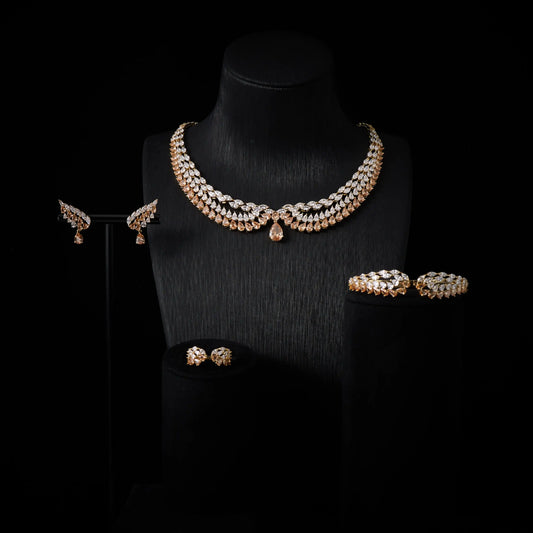 Luxury Bridal Cubic Zirconia Necklace Set for Women Dubai Jewelry Sets  Wed Jewelri Wedding & Engagement musulman ens
