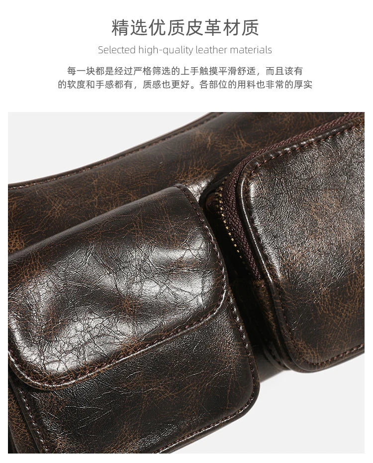 Small Double Pockets Shoulder Bags for Women 2024 New Fashion Trend Designer Underarm Bag Female Handbags and Purses Retro