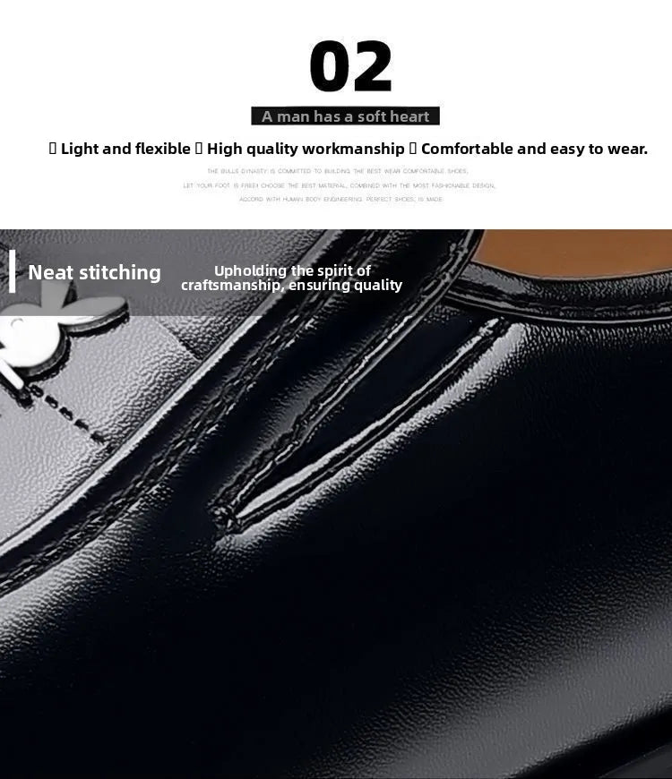 Soft Cowhide Leather Men's Business Shoes Anti-Slip Work Shoes for Middle-Aged And Elderly Fathers Comfortable Breathable Rub...