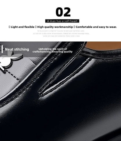 Soft Cowhide Leather Men's Business Shoes Anti-Slip Work Shoes for Middle-Aged And Elderly Fathers Comfortable Breathable Rub...