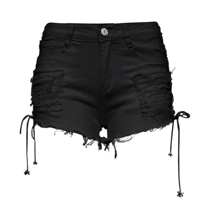 Sexy High Waist Tassel Broken Denim Shorts Female Summer Korean Version Raw Edge Wide Leg Loose Plus Size Jean Shorts Women