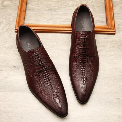 Handmade Mens Wedding Oxford Shoes Black Blue Genuine Leather Flat Dress Shoes Crocodile Pattern Summer Business Formal Loafers