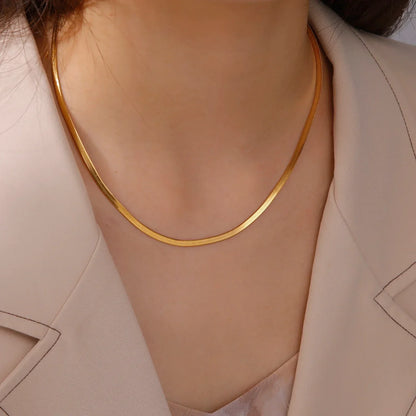 Stainless Steel Gold Color Chain Necklace Women Minimalist Cuban Paperclip Twisted Snake Chain Fashion Jewelry Wholesale