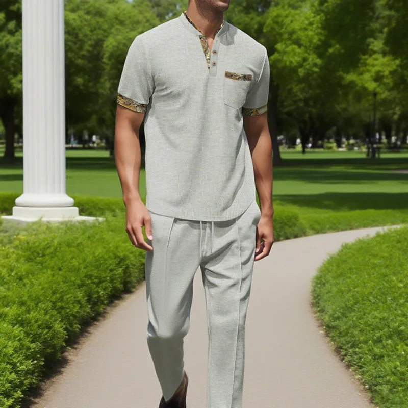Mens Stylish Waffle Pants - Casual Sports Slim Fit with Adjustable Drawstring Secure Pockets for All Seasons - Perfect Outdoor
