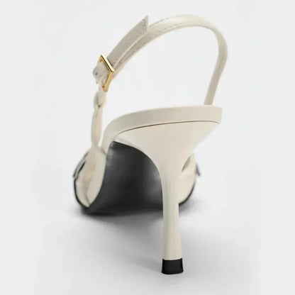 Sexy Pointy Toe Cross Buckle Strap Women Pumps Summer White Elegant Slingbacks Heels for Women Luxury Designer Heeled Sandals