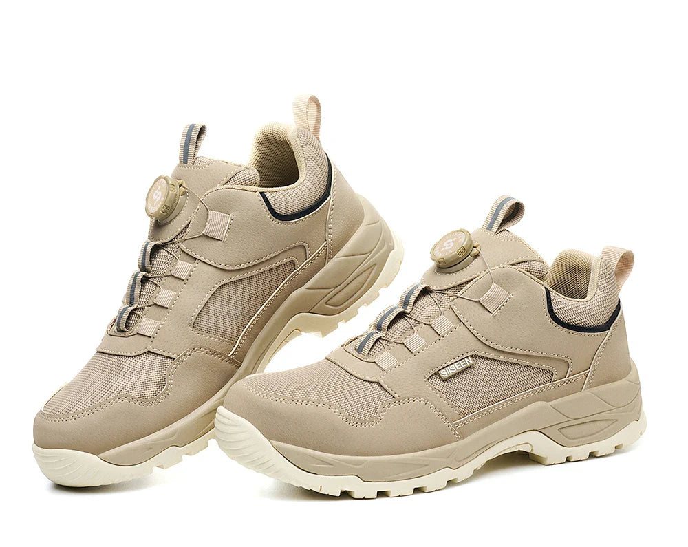 Men's Safety Shoes Steel Toe Anti- Crush Kevlar Rubber Non- Slip Bottom Fashion Button Style Work Shoes