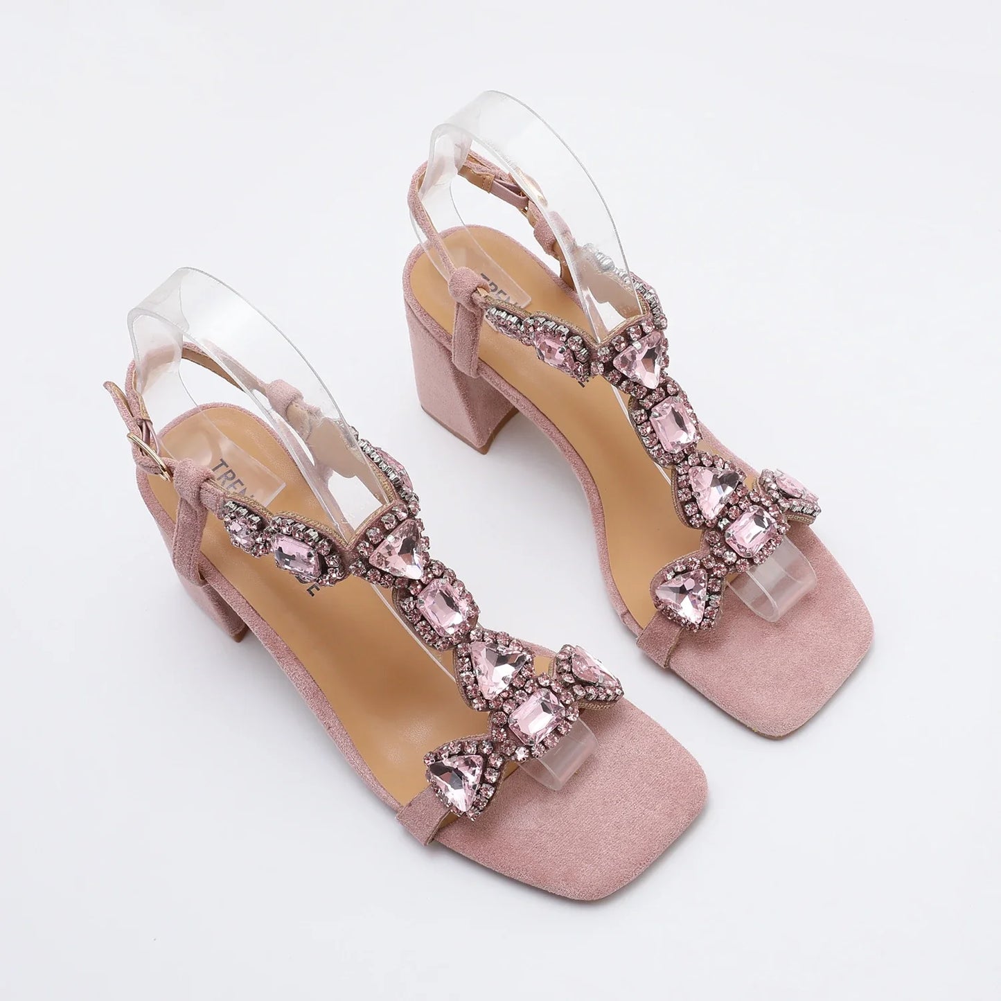 Women'S High Heels Open-Toe Sandals Square-Heeled Fashionable Shoes