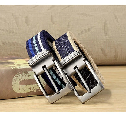 Men's Fabric Belt Canvas Belt for Drilled Webbing Casual Fashion Men's Trousers Belts Jeans Male Waist Belt Striped Strap HB072