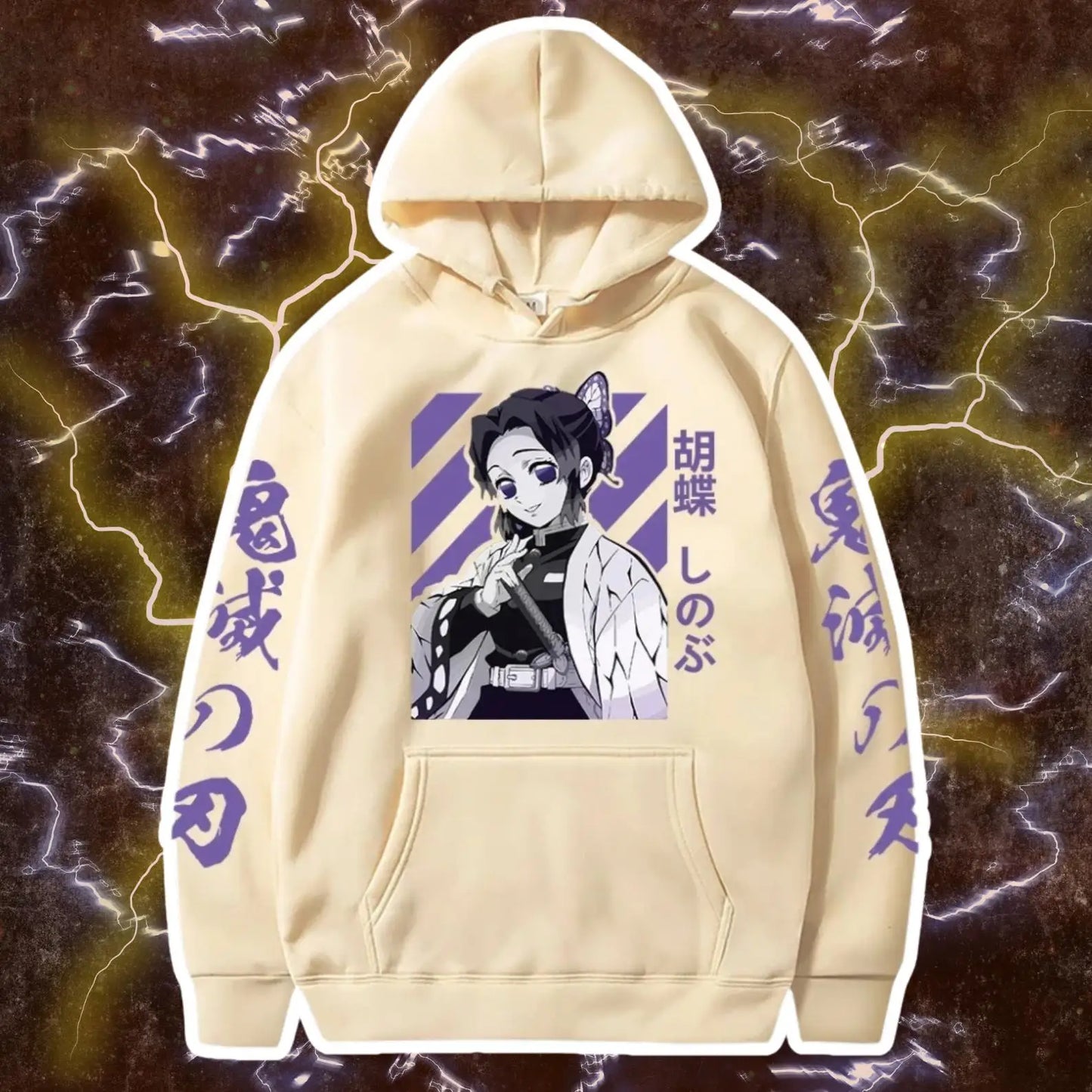 Demon Slayer Shinobu Kochou Hoodie, Anime Graphic Pullover Sweatshirt, Harajuku Loose Streetwear Top Men Women 2026 New Arrivals