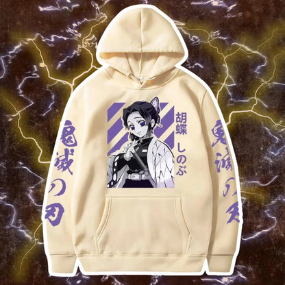 Demon Slayer Shinobu Kochou Hoodie, Anime Graphic Pullover Sweatshirt, Harajuku Loose Streetwear Top Men Women 2026 New Arrivals