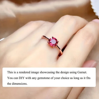 1pc 3-15mm Round 4 Prong Ring Settings Solid 925 Sterling Silver Rose Golden Ring Bezel For Gemstone