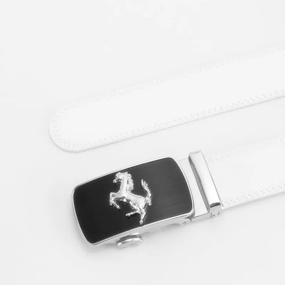 3.5cm White Color Click Belt for Men Unisex Genuine Leather Waist Straps for Jeans Automatic buckle Belts