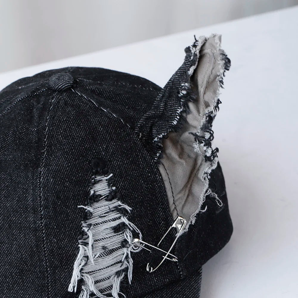 NEW Designer y2k wasteland style personalized cowboy perforated baseball cap women's three-dimensional ears street duckbill cap