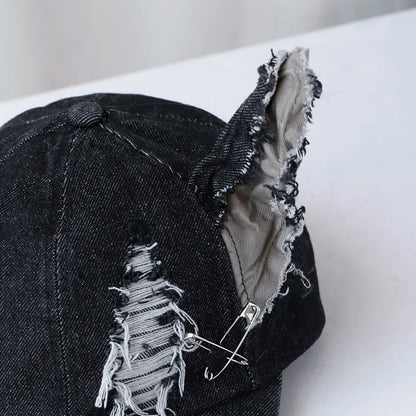 NEW Designer y2k wasteland style personalized cowboy perforated baseball cap women's three-dimensional ears street duckbill cap