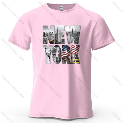 New York City Printed Men's T-Shirt 100% Cotton Oversized City Graphic Tees for Women Tops Tees Casual Streetwear