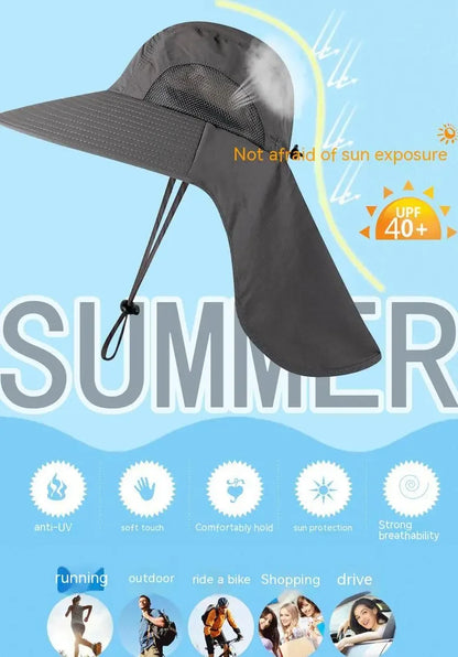 Wide Brim Sun Hat with Neck Flap for men women Adjustable Outdoor