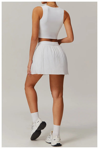 Two piece women's yoga sports skirt, hip hugging slimming, outdoor fitness tennis skirt, sun protection yoga skirt