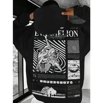 Anime Eva Printing Hoodies Women Sweatshirts Gothic Y2k Tops Vintage Grunge Clothes Oversized Hoodie Harajuku Goth Streetwear