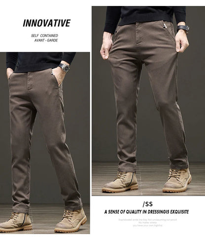 Business Straight Men's Pants Fashion Comfortable Brand Lyocell Soft Trousers Classic Simple Regular Solid Color Slim Pants