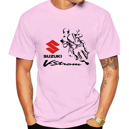 2026 V-Strom Summer New Bestseller 100% Cotton Trend Men T-shirt Daily Outdoor Sports Casual Loose Street Short Sleeve