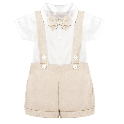 Summer Kids Baby Boys Short Sleeve Rompers + Braces Shorts Clothing Sets Baby Boys Gentleman Children's Clothes Suit