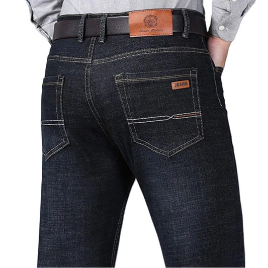 Men's Soft Straight Denim Pants 2025 Autumn Classic Business Black Biker Jeans Overalls Masculino Pantalone Hombre Mannen Homme