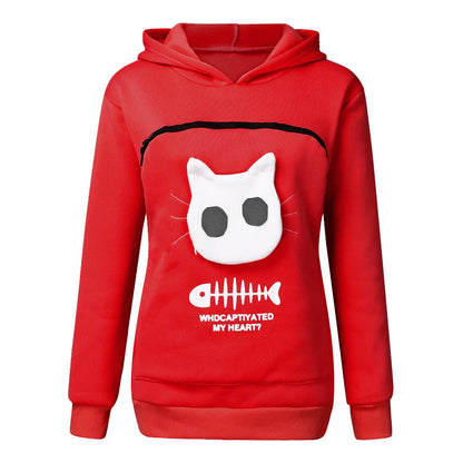 S-3XL Gatos Amantes de Moletom Canguru Cães Pet Pata Dropshipping Pulôveres Bolsa Carinho Peixe Bolso Canguru