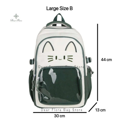 Cute Cat Ita Backpacks Large Capacity Knapsack Casual Girl Transparent DIY Display Rucksack Cartoon Trendy Travel Schoolbags