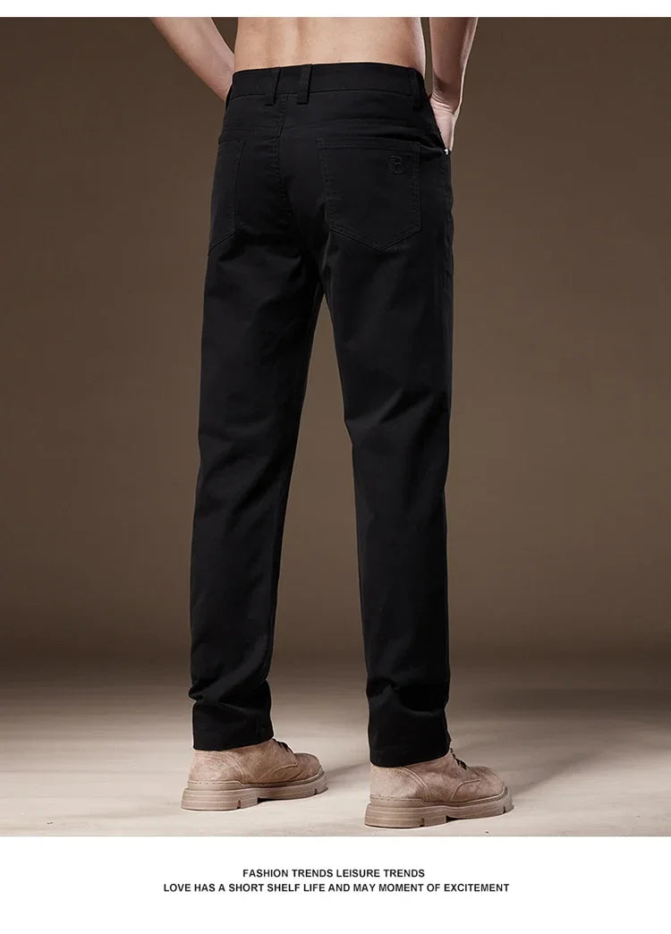 2024 New Autumn Men's Business Casual Trousers Work Pants Male Formal Dress Pants Straight Men's Clothes Black Gray Apricot