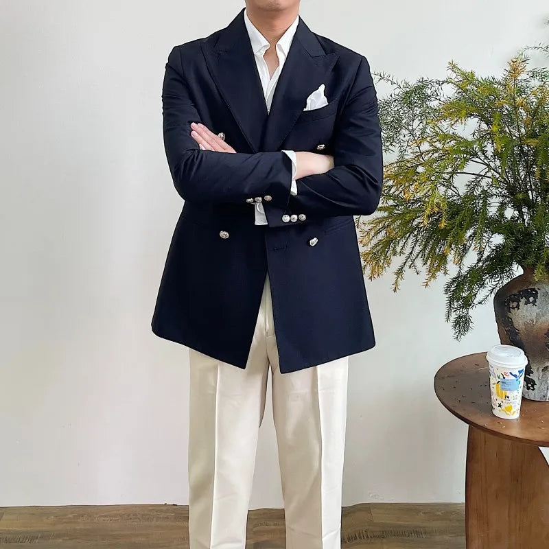 Suit For Mens Groom's Wedding 1 Pieces Slim Fit Blazer Wide Shawl Lapel Luxury Men Suit Custom Made Tuxedo Gold Button