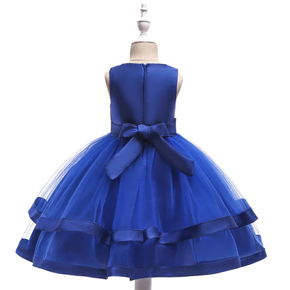 Summer Beading Girl Party Dress Christmas Costume Gala Bow Wedding Birthday Princess Dresses for Girls Baptism Prom Gown Vestido