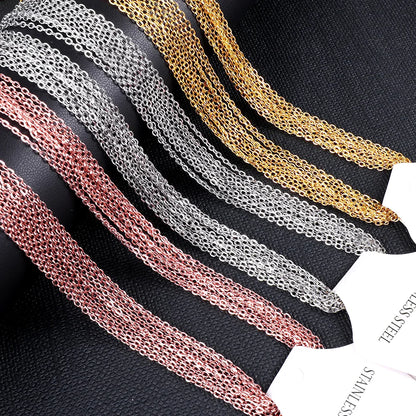 10Pcs/Lot Stainless Steel Chains 2mm/1mm O Shape Rolo Link Cuban Long Necklace For Women Pendant DIY Jewelry Wholesale