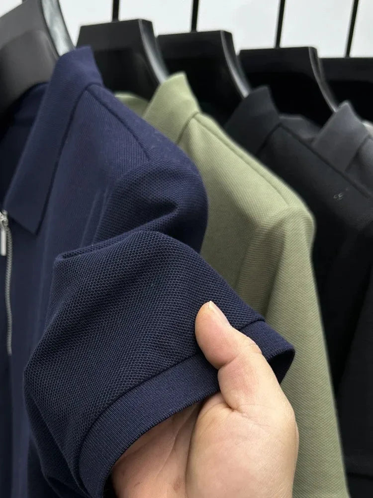 High end brand pony embroidered short sleeve polo shirt unique trend half zipper luxury Paul T-shirt designer's new men's wear
