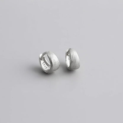 925 Sterling Silver Simple Wide Huggies Gothic Hoop Earrings for Women European Unisex Piercing Rock Jewelry Ear Buckles