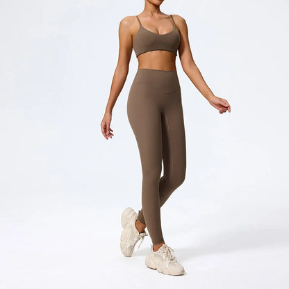 Ctenkevet Summer Women 2Pcs Sleeveless Sports Set Female Gym Two-piece Yoga Set High Waist Breathable legging Sportswear Women